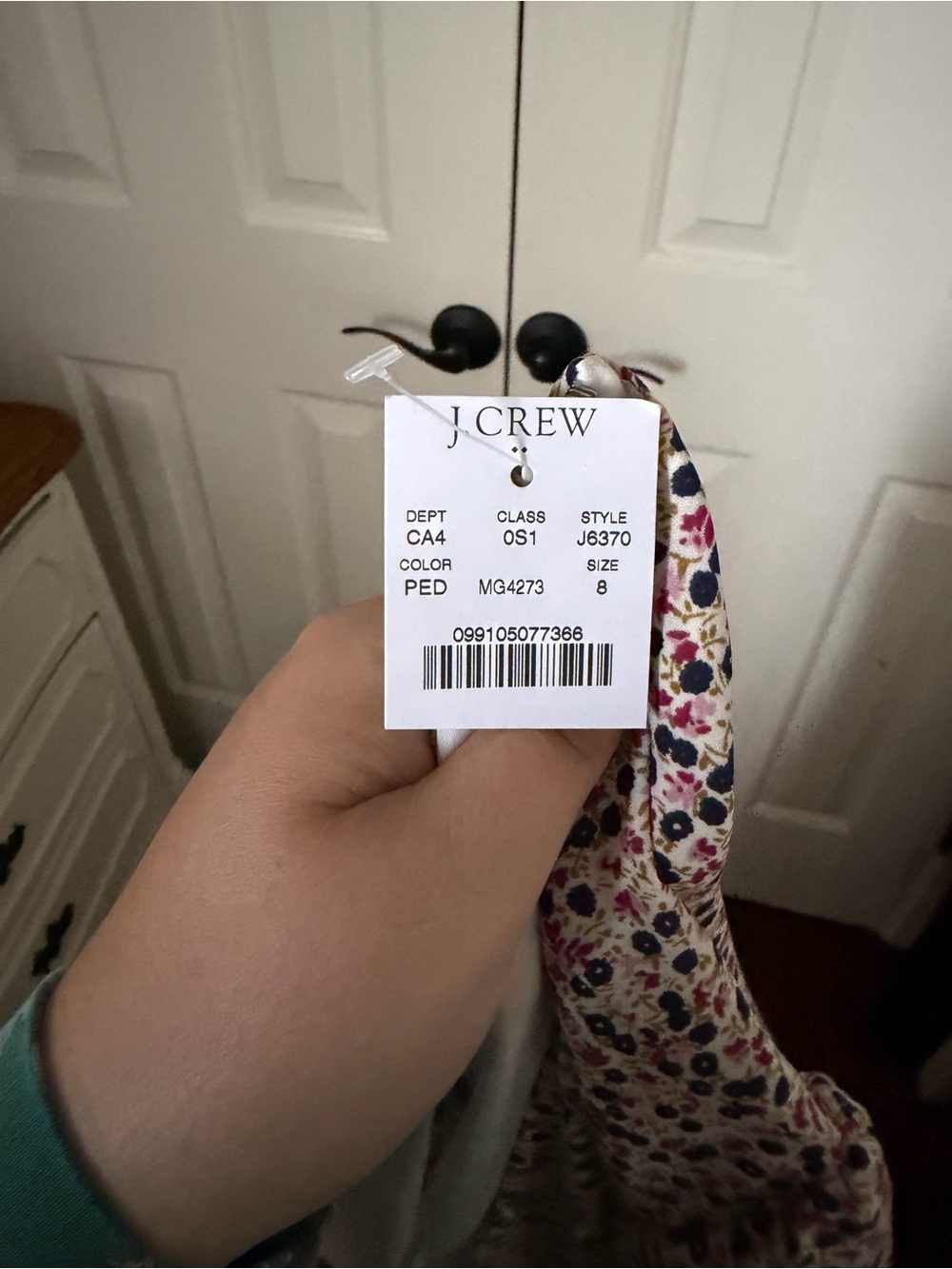 J. Crew Pink Floral V-Neck Mini Dress with Black Accents - Picture 4 of 4